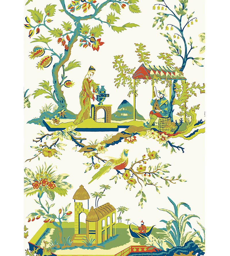 Scalamandre Ch'In Ling Multicolor On Ivory Wallpaper SCWP812120011