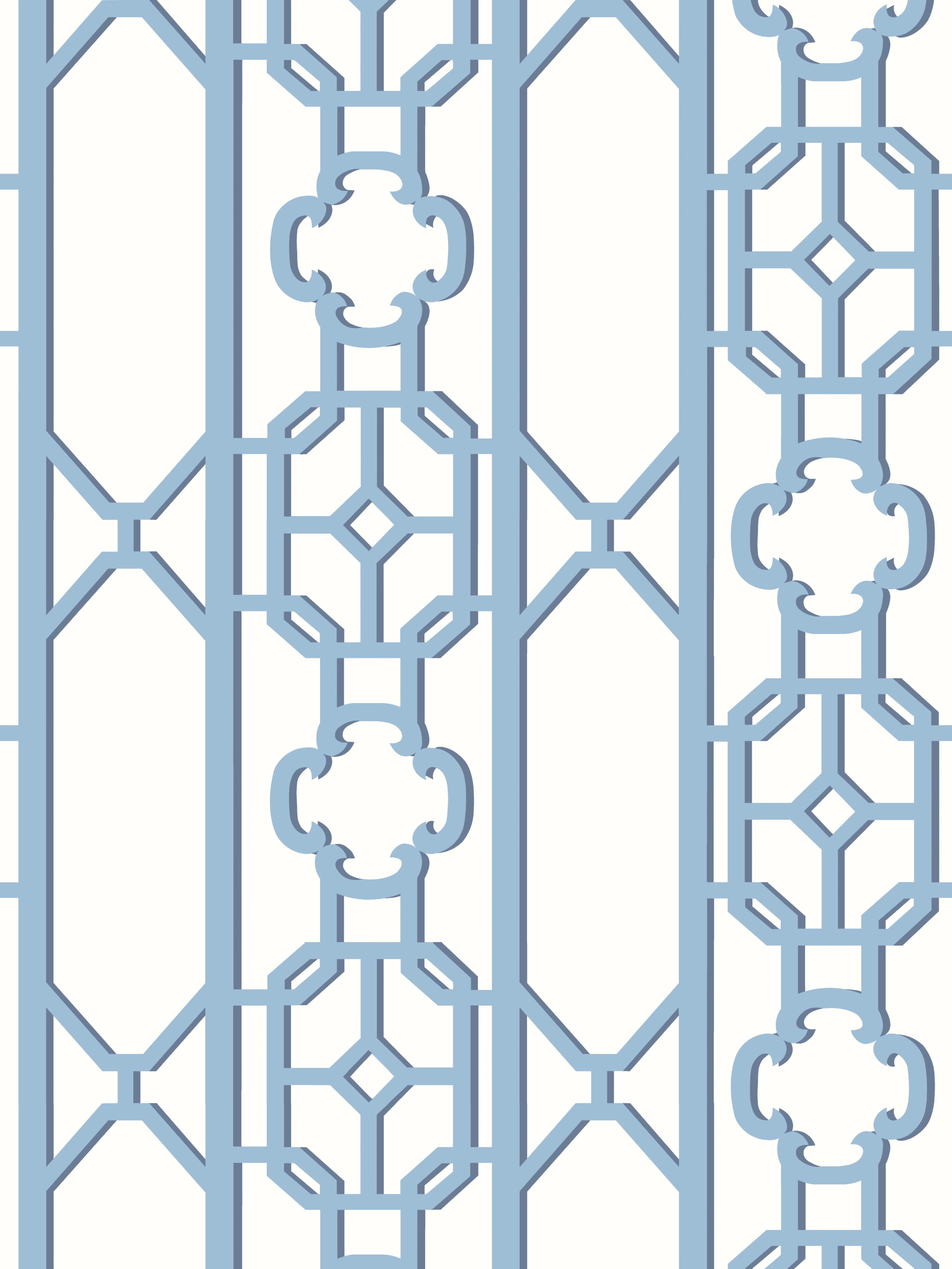 Scalamandre Joanna Fret Blue Jay Wallpaper Sample SCWP88582D0011