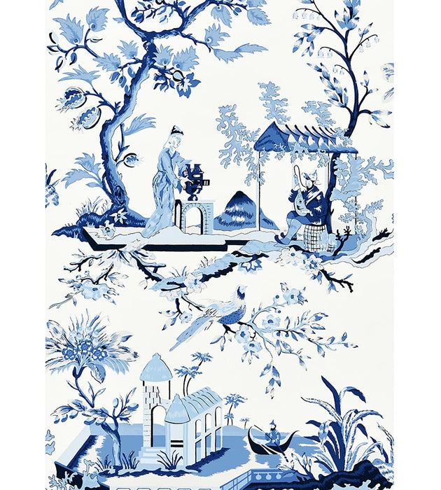 Scalamandre Ch'In Ling Porcelain Wallpaper Sample SCWP812120012