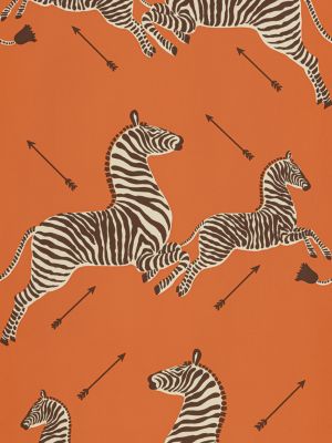 Scalamandre Zebras | Vinyl Orange Wallpaper SCWP81388MV0012
