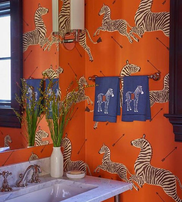 Scalamandre Zebras Orange Wallpaper Sample SCWP81388M0012