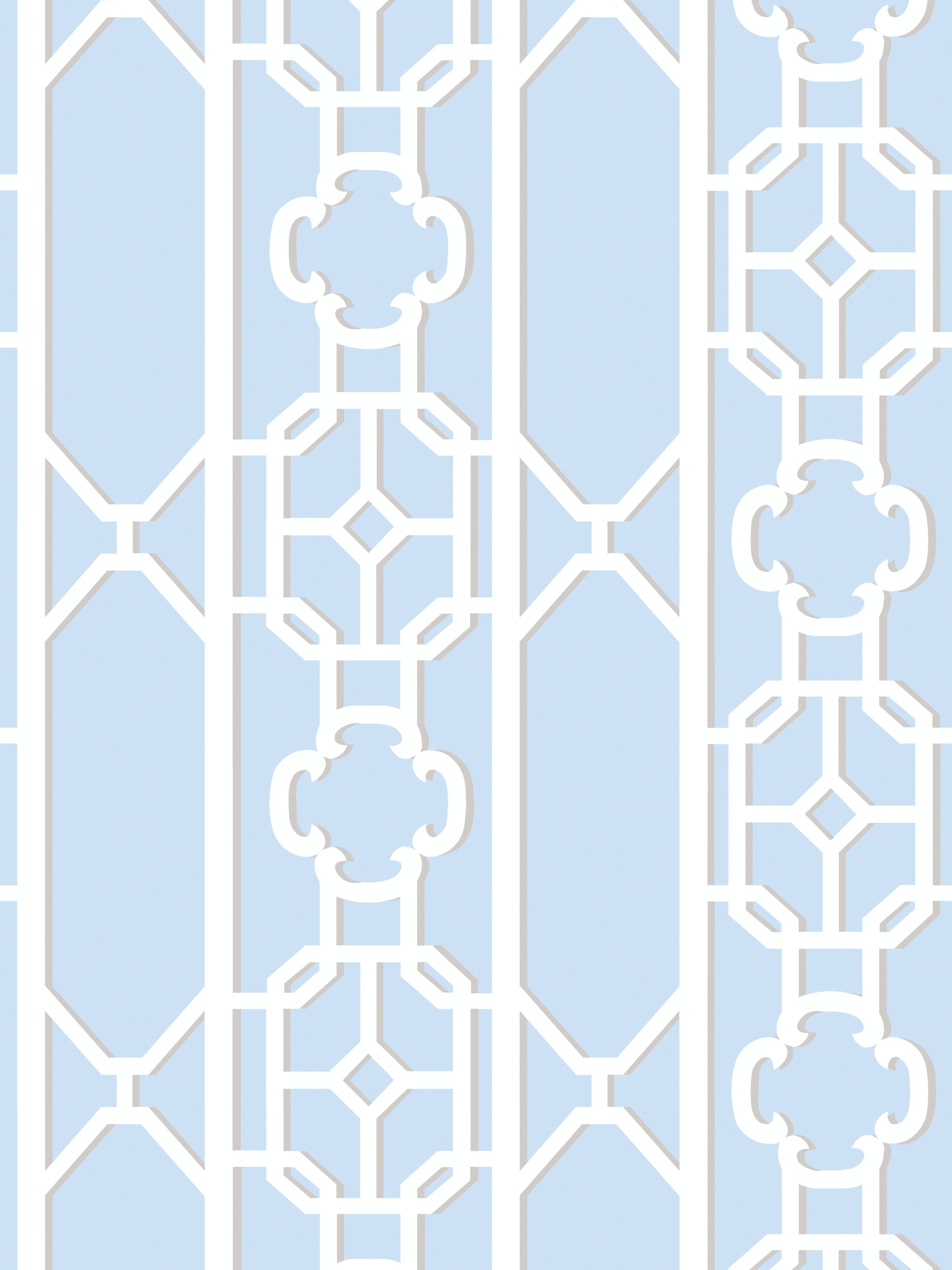 Scalamandre Joanna Fret Powder Blue Wallpaper Sample SCWP88582D0012