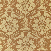 Scalamandre Love Bird Chocolate & Gold Fabric SC1098MM0013