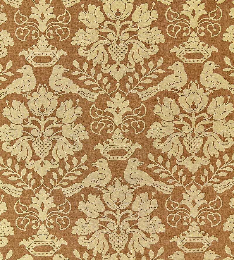 Scalamandre Love Bird Chocolate & Gold Fabric SC1098MM0013