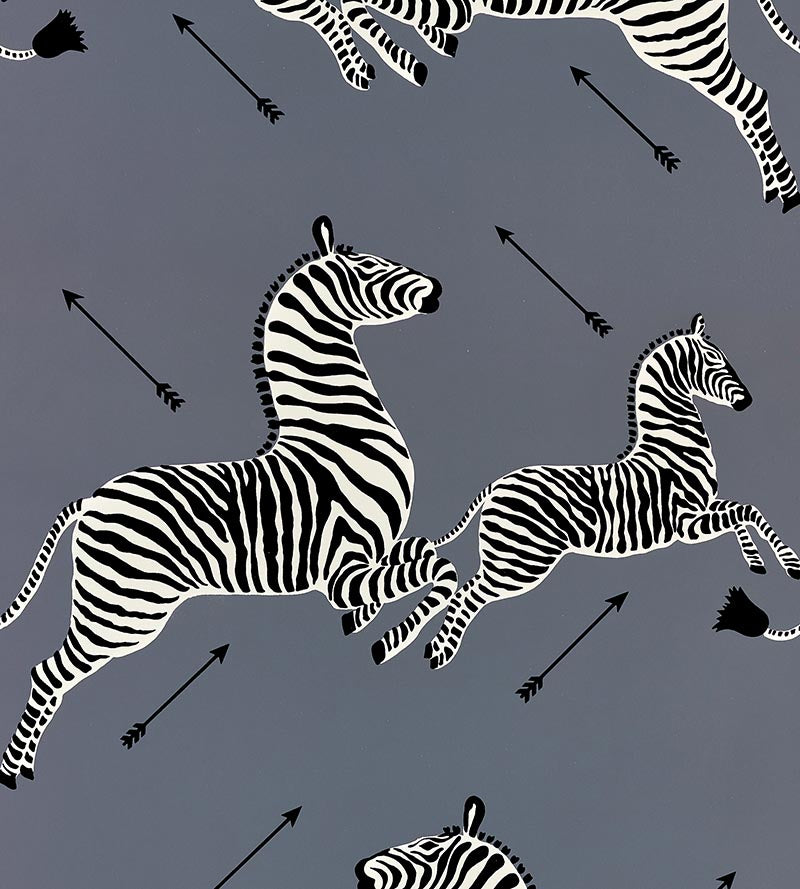 Scalamandre Zebras - Wallpaper Sample Charcoal Wallpaper Sample SCWP81388M0016