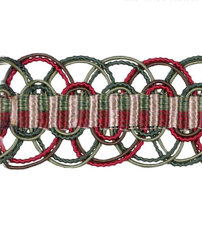 Scalamandre Le Havre Greens, Red Trim SCV8740024