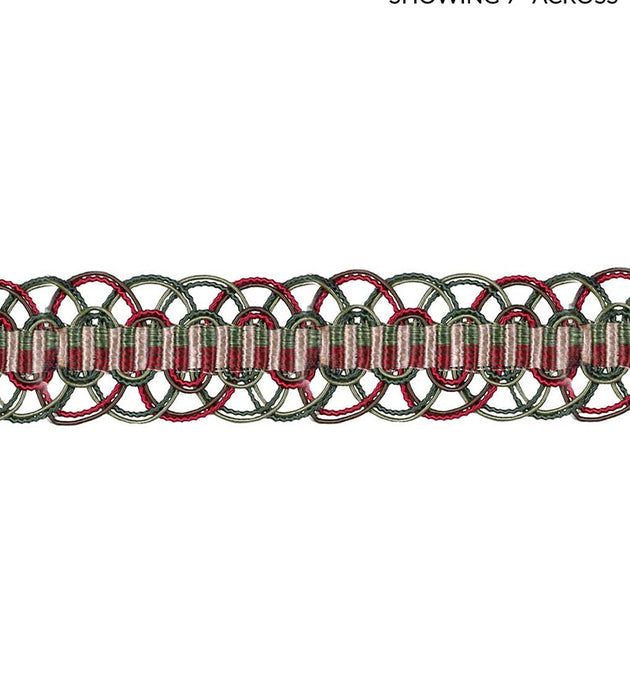 Scalamandre Le Havre Greens, Red Trim Sample SCV8740024