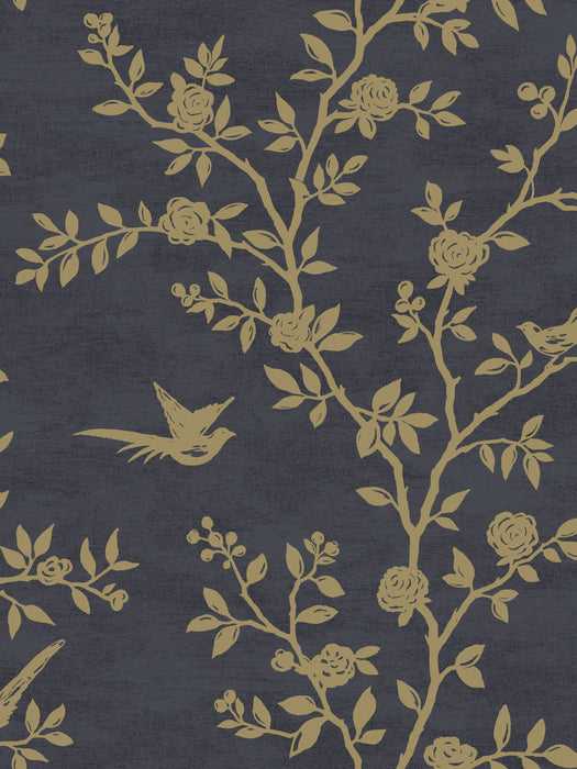 Scalamandre Silhouette Gold Raven Wallpaper SCSILH1200