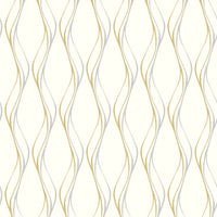 Scalamandre Muse Silver & White On Gold Wallpaper SCMUSE1405