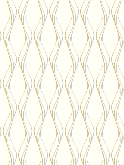 Scalamandre Muse Silver & White On Gold Wallpaper SCMUSE1405
