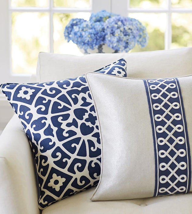 Scalamandre Anshun Lattice Indigo Fabric Sample SC165590005