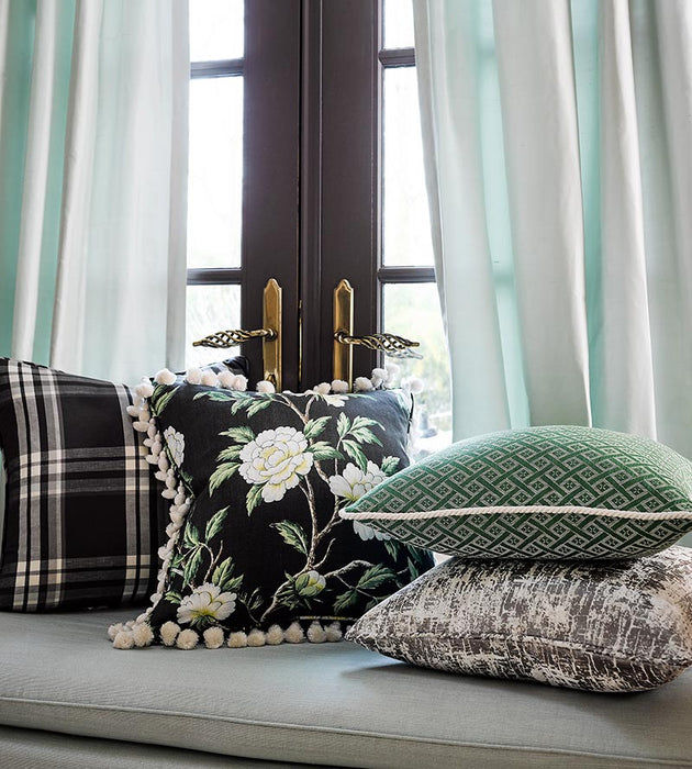 Scalamandre Peonia Linen Print Onyx Fabric SC166160003