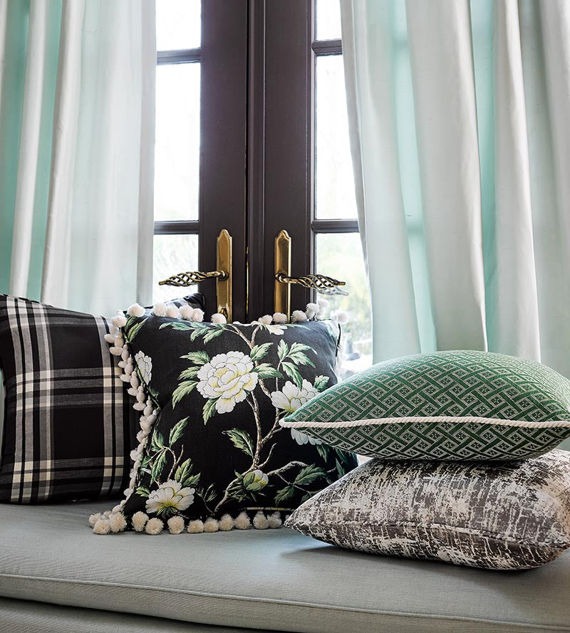 Scalamandre Peonia Linen Print Emerald Isle Fabric SC166160002