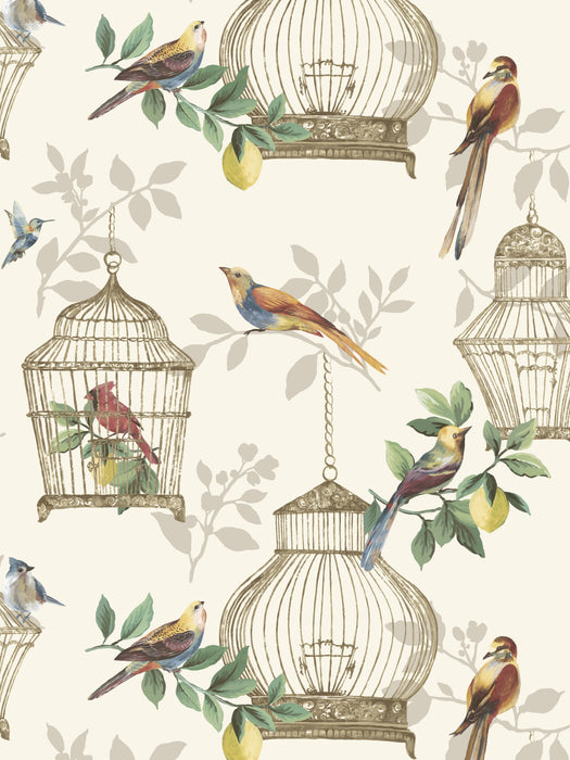 Scalamandre Audubon Songbirds On Cream Wallpaper SCAUDU1906