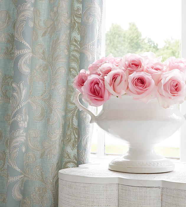 Scalamandre Chiara Embroidery Pearl Grey Fabric Sample SC270290002