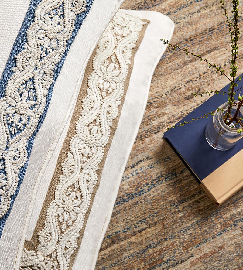 Scalamandre Linnea Embroidered Tape Flax Trim Sample SCT32980001