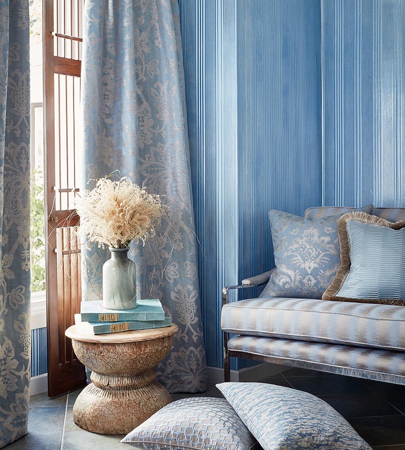 Scalamandre Pacific Stripe Sky Wallpaper Sample SCWP883670003