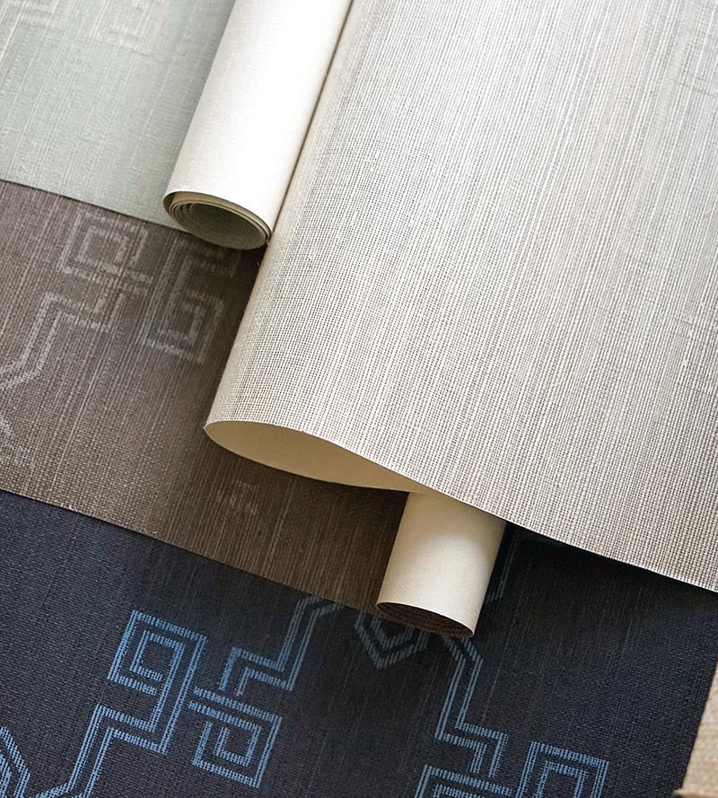 Scalamandre Suzhou Lattice Sisal Midnight Wallpaper Sample SCWP883740005