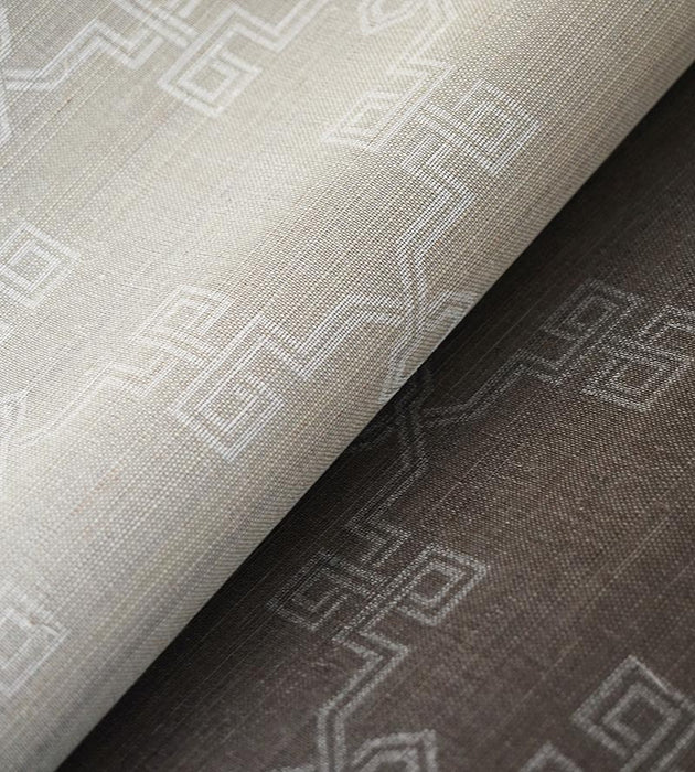 Scalamandre Suzhou Lattice Sisal Silver On Pewter Wallpaper SCWP883740004