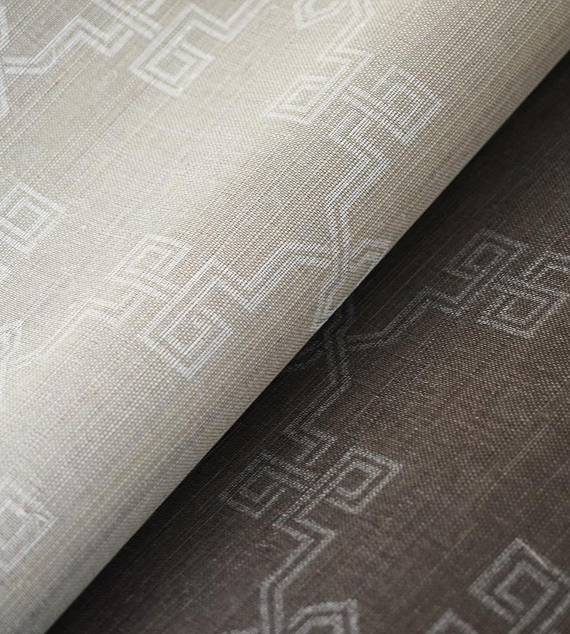 Scalamandre Suzhou Lattice Raffia Weave Straw Wallpaper Sample SCWP883740001