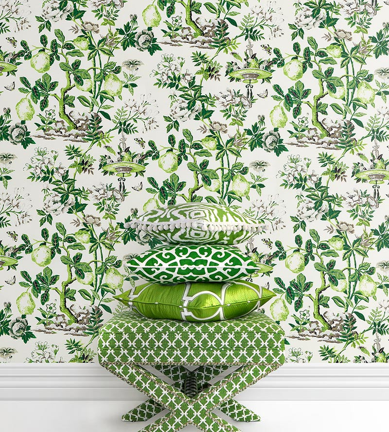 Scalamandre Shantung Garden Verdance Wallpaper SCWP883770003