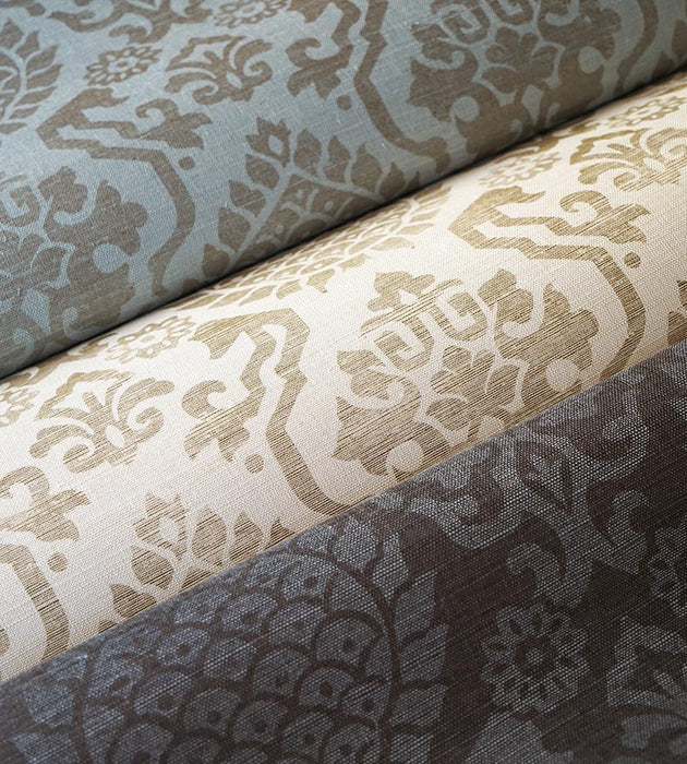 Scalamandre Surat Sisal Silver On Pewter Wallpaper Sample SCWP883780003