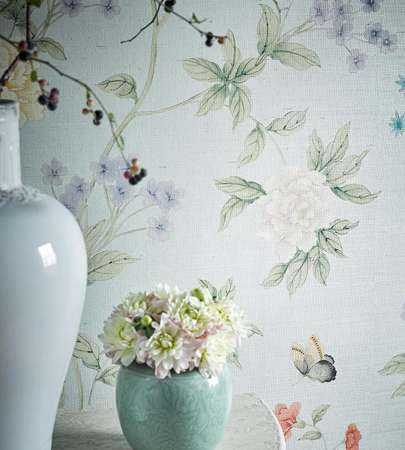 Scalamandre Luoyang Garden Sisal Sky Wallpaper SCWP883820002