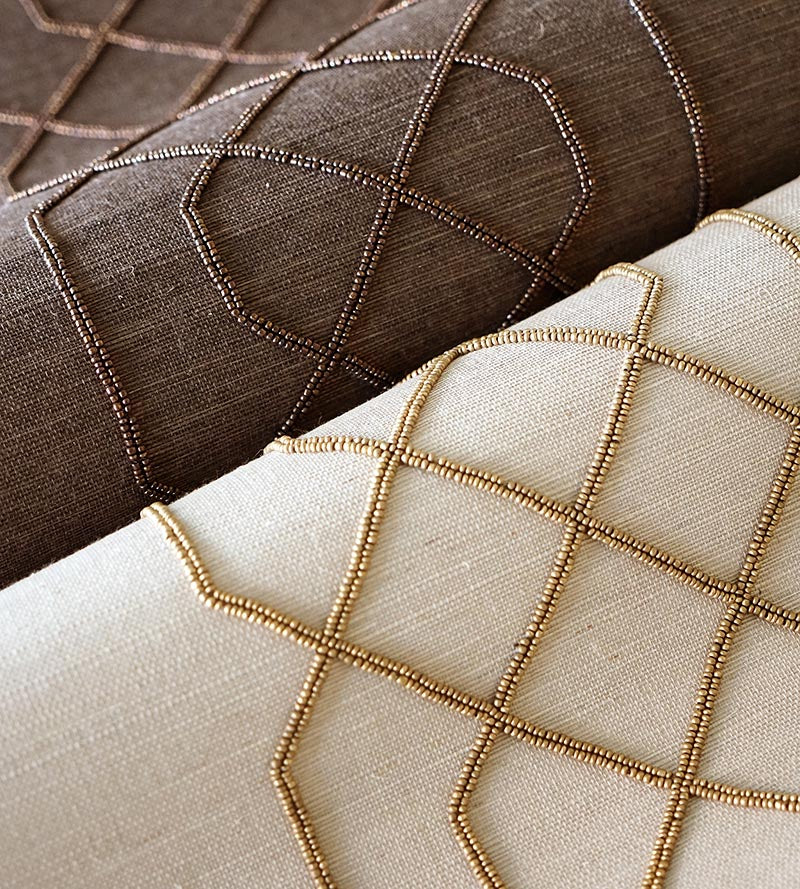 Scalamandre Adelaide Beaded Sisal Burnished Gold Wallpaper SCWP883850002