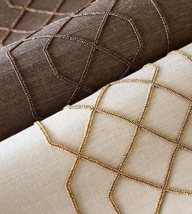 Scalamandre Adelaide Beaded Sisal Chocolate Wallpaper Sample SCWP883850004