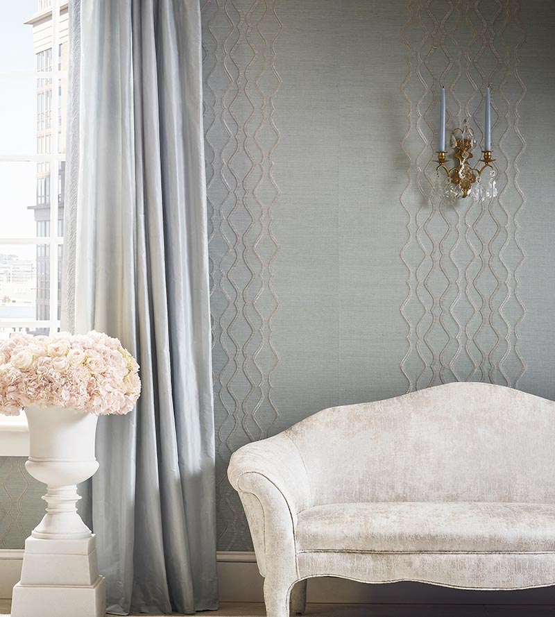 Scalamandre Valentina Embellished Sisal Sterling Wallpaper SCWP884470004