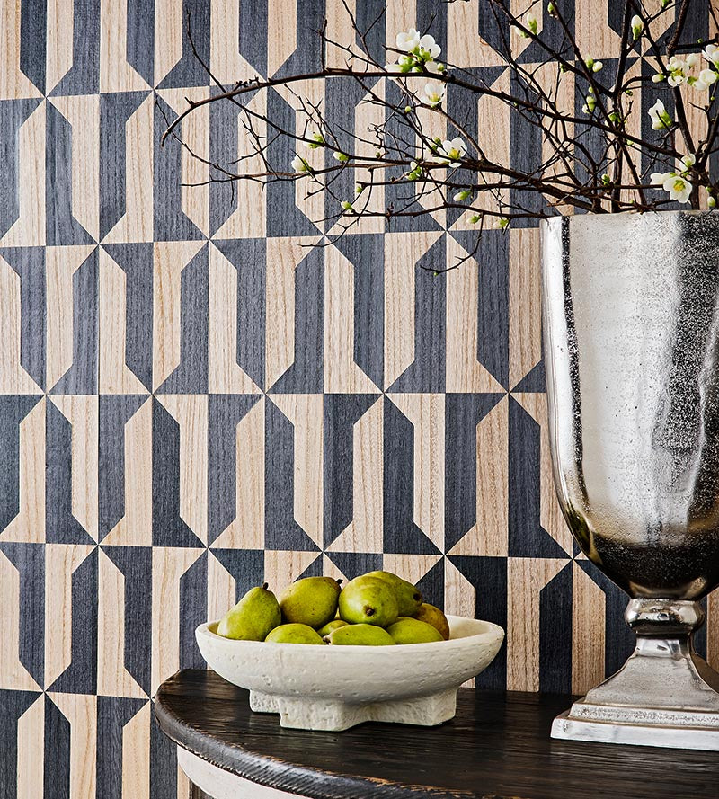 Scalamandre Mezzo - Wood Natural & Slate Wallpaper SCWP884620003
