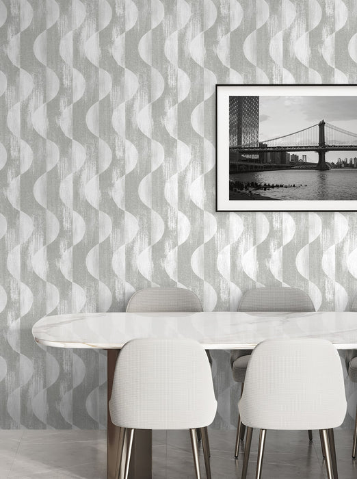 Seabrook Designs Half Circles Grey Wallpaper Sample SG12708