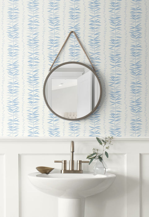 Seabrook Designs Summer Garland  Sky Blue Wallpaper Sample SL80502