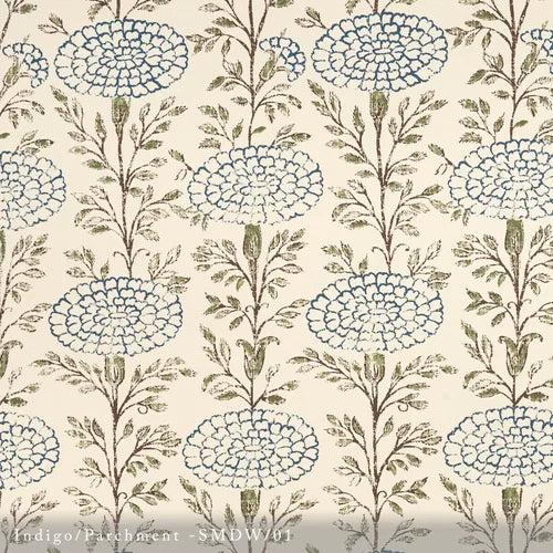 Lisa Fine Samode Wallpaper Indigo/Almost White Wallpaper SAMW-01