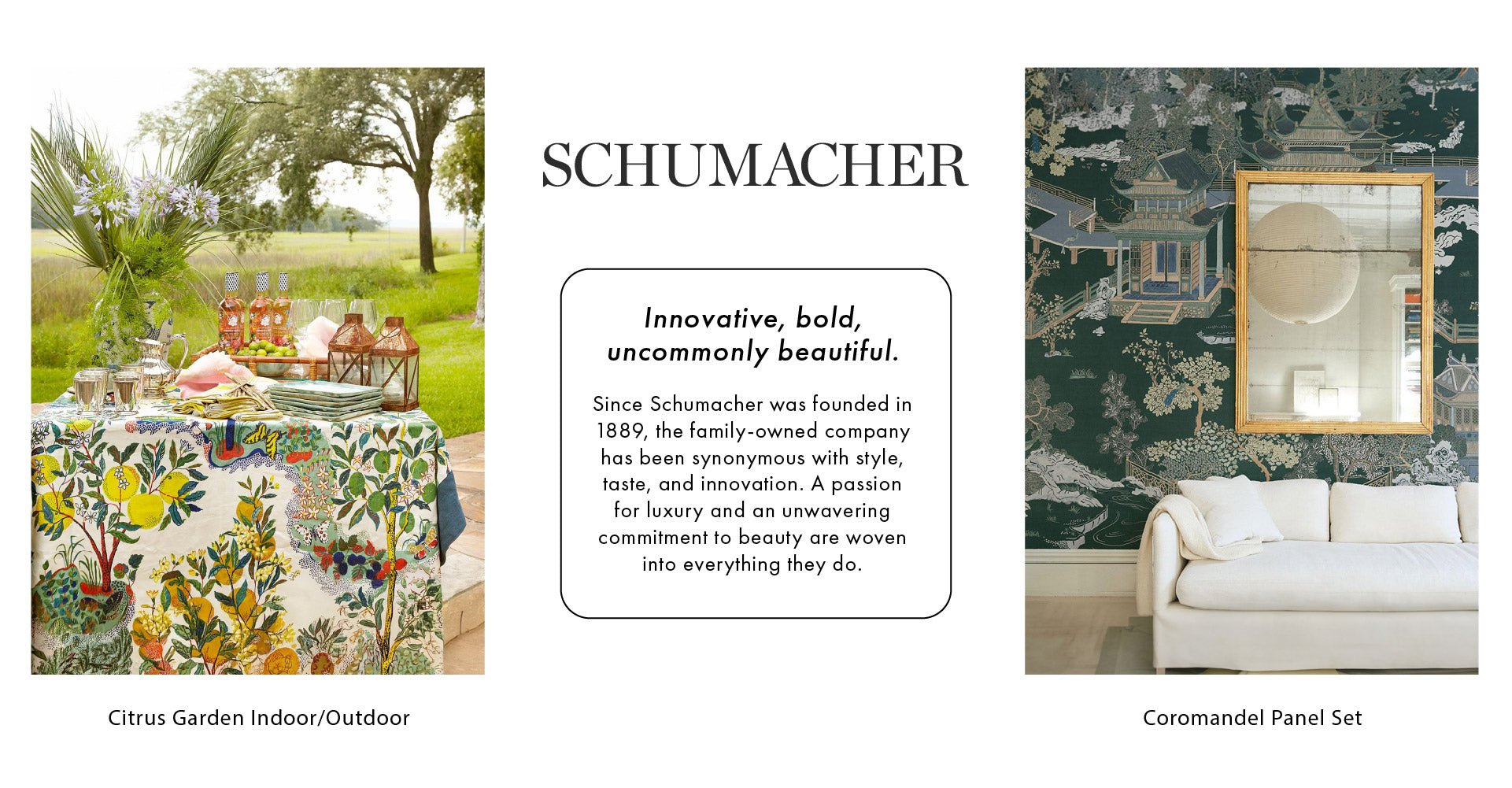 Schumacher Citrus Garden Indoor/Outdoor Fabric and Coromandel Panel Set
