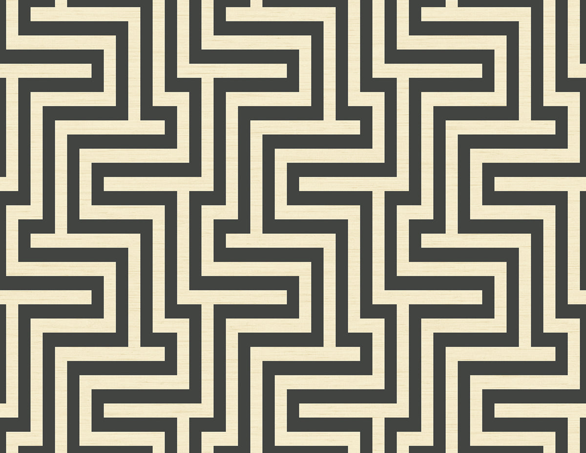 Seabrook Designs Martinique Black And Off-white Wallpaper TA20400