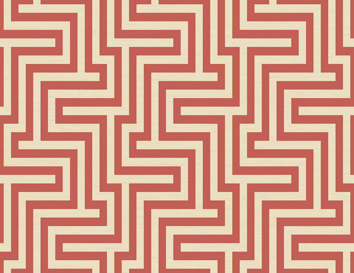 Seabrook Designs Martinique Rust Orange And Off-white Wallpaper TA20401