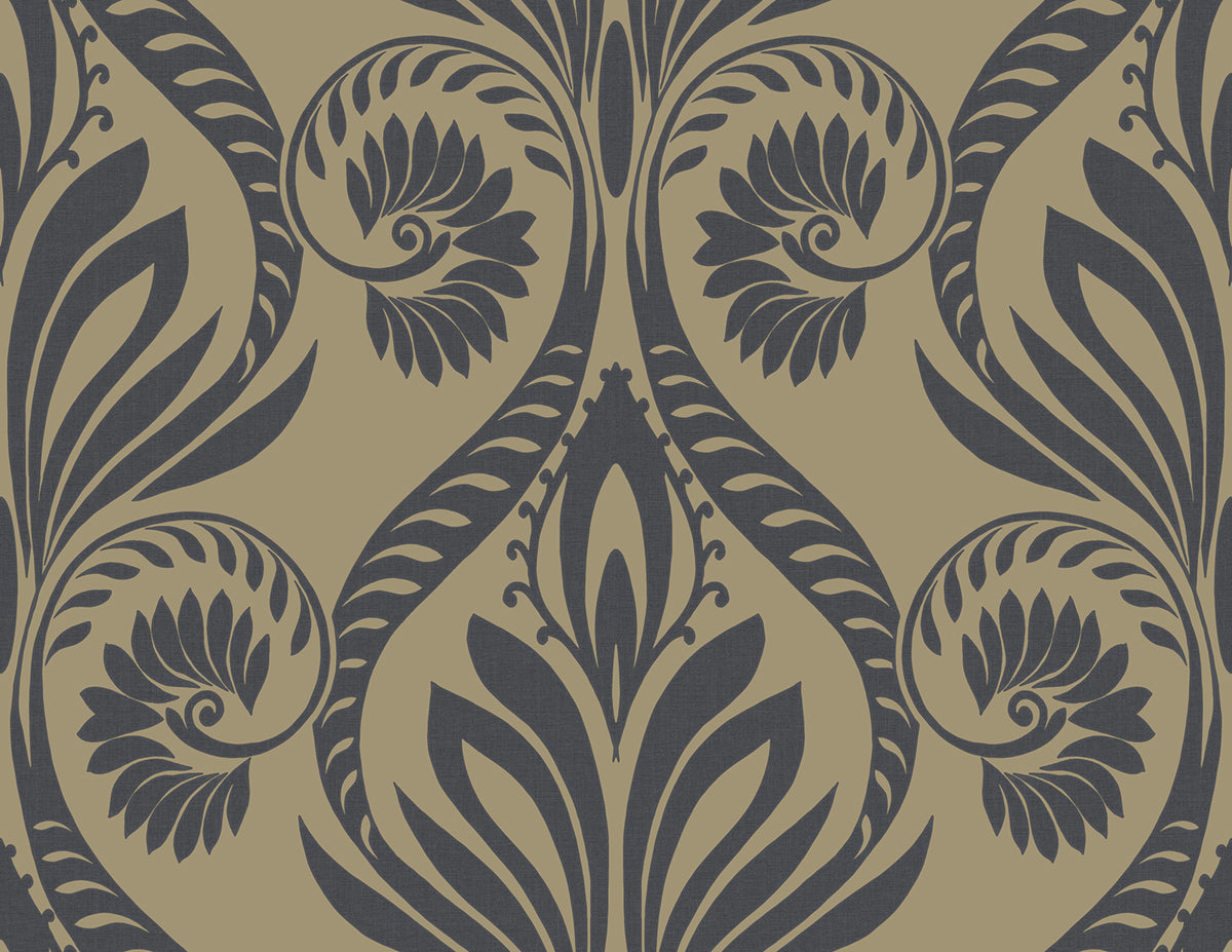 Seabrook Designs Bonaire Black And Metallic Gold Wallpaper TA21000