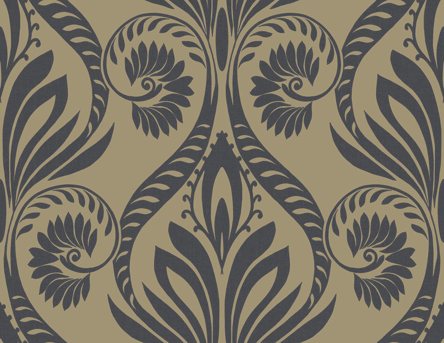 Seabrook Designs Bonaire Black And Metallic Gold Wallpaper TA21000