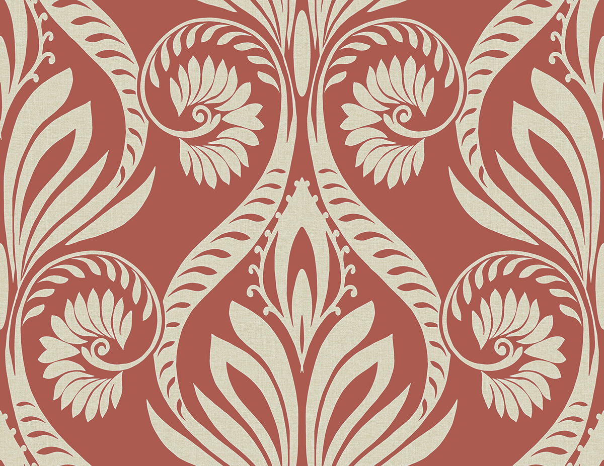 Seabrook Designs Bonaire Scarlet Red And Off-white Wallpaper TA21001