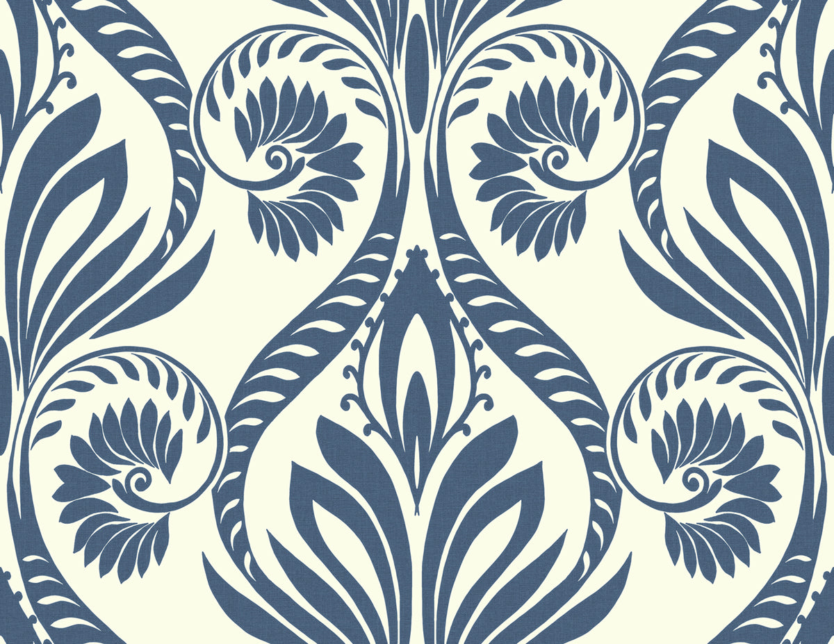 Seabrook Designs Bonaire Navy Blue And White Wallpaper TA21002