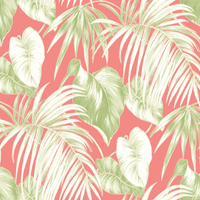 Seabrook Designs Dominica Salmon, Green, And White Wallpaper TA21601