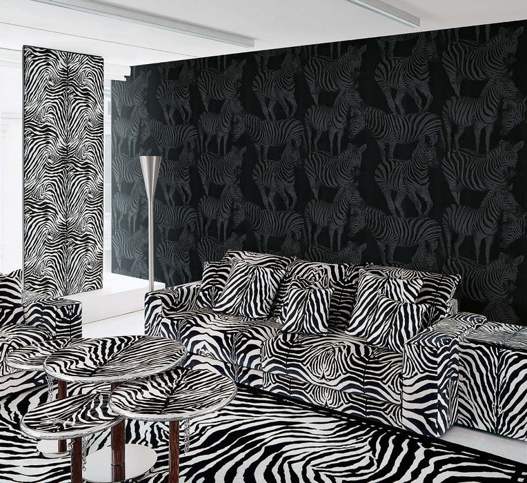Seabrook Designs Zebra Romance Misterioso Wallpaper Sample TCW007TCAHOUZ018