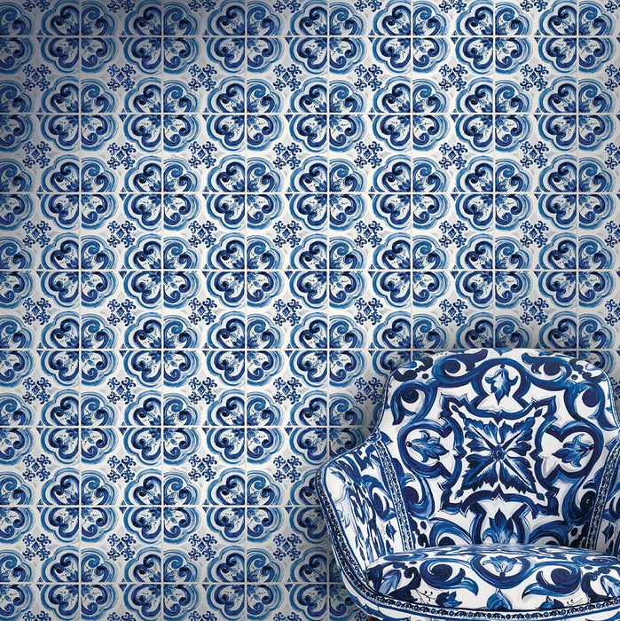 Seabrook Designs Blu Mediterraneo Gaia Wallpaper Sample TCW007TCAI9UB001