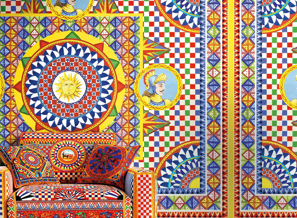 Seabrook Designs Sol Carretto Mural Rocco Wallpaper Sample TCW011TCAHPUC092