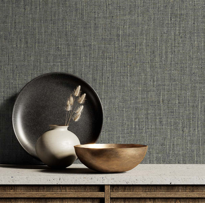 Seabrook Designs Tweed Salt & Pepper Wallpaper Sample TG60010