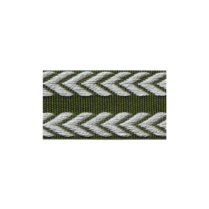 Lee Jofa Chevron Braid Olive Green & Flax Trim Sample TL10182.316.0