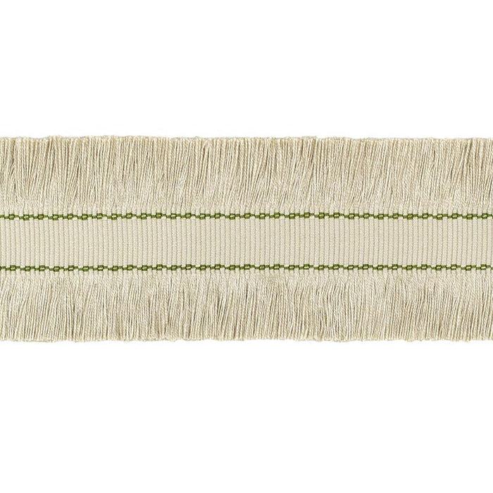 Lee Jofa Cut Ruche Fringe Flax & Olive Grn Trim Sample TL10190.1623.0