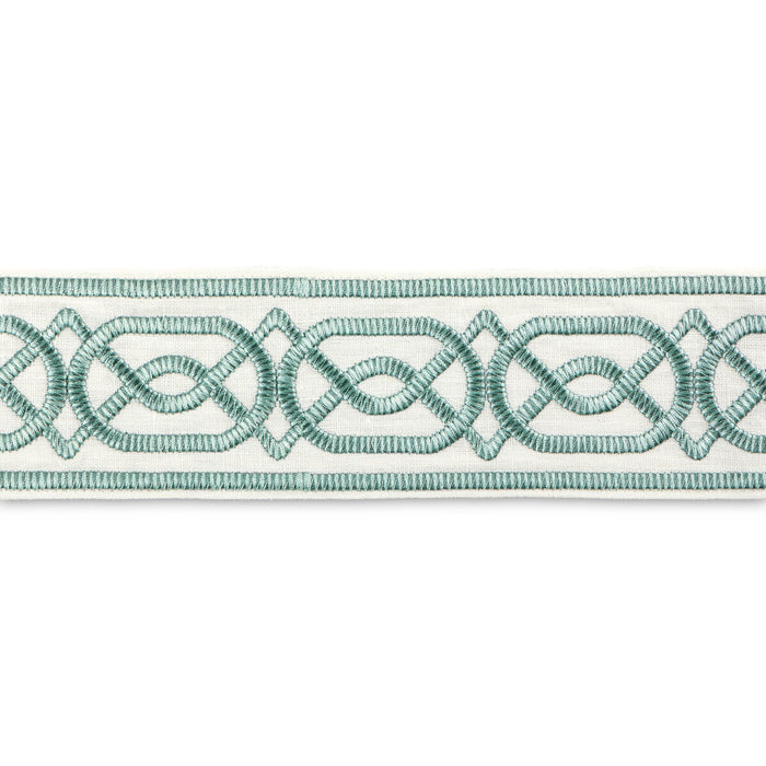 Lee Jofa Shire Emb Tape Aqua Trim Sample TL10196.13.0