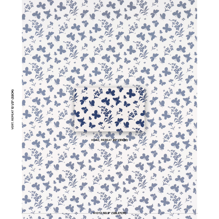 Schumacher Butterflies Navy Fabric TL400002